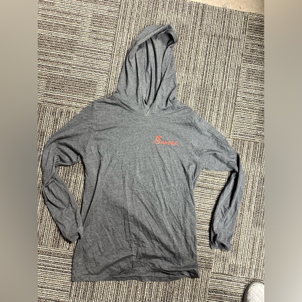 Store issued thin sweatshirt with hood, long sleeves, Chick Fil A medium unisex